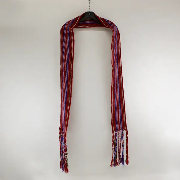 Handmade Unbranded/Unmarked Knits Red/Blue/Green/White Skinny Scarf 85" Long
