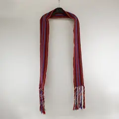 Handmade Unbranded/Unmarked Knits Red/Blue/Green/White Skinny Scarf 85" Long