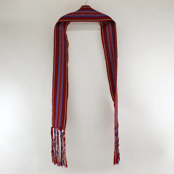 Handmade Unbranded/Unmarked Knits Red/Blue/Green/White Skinny Scarf 85" Long