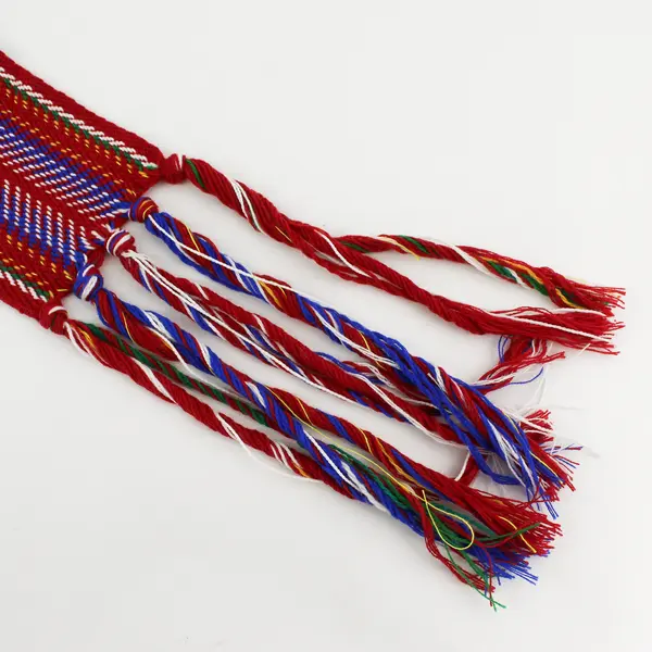 Handmade Unbranded/Unmarked Knits Red/Blue/Green/White Skinny Scarf 85" Long