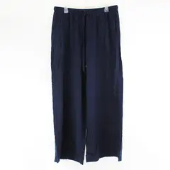 Max Studio Solid Navy Blue Color Straight Leg Pants Linen/Rayon Women's Size XL