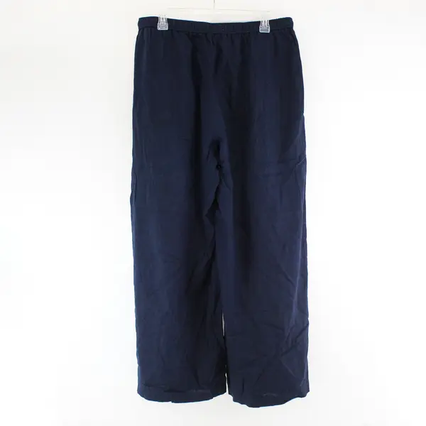 Max Studio Solid Navy Blue Color Straight Leg Pants Linen/Rayon Women's Size XL