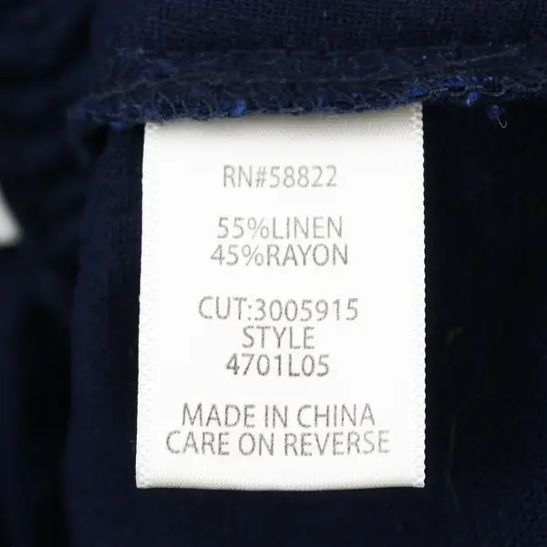 Max Studio Solid Navy Blue Color Straight Leg Pants Linen/Rayon Women's Size XL