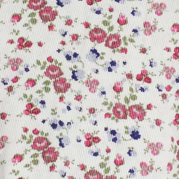 Indera Pink and Blue Floral Pattern White Long-Sleeved Shirt Women's 2XL