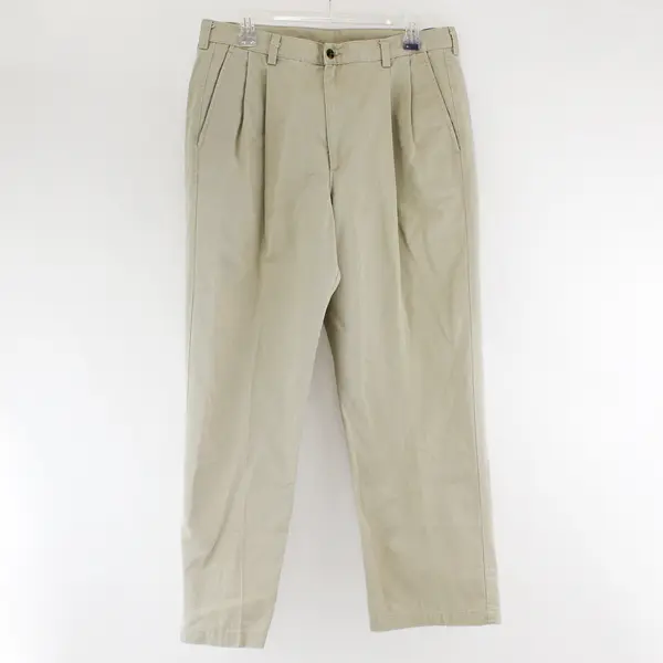 Haggar Beige Tapered Leg Pleated Dress Pants Men's 34 x 30