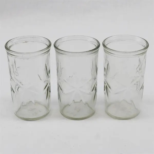 Set of 3 Vintage 1960s Anchor Hocking Atomic Starburst Juice Jelly Jars