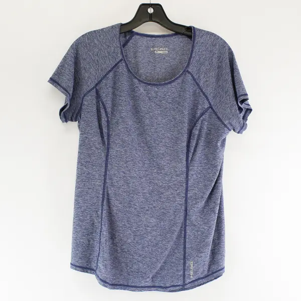 Head Blue Speckled Short Sleeve Simple Activewear Top/Shirt Women's Size L/G