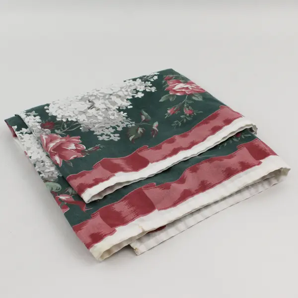 Vintage Forest Green and Cranberry Floral Print Square Tablecloth 33" X 33"