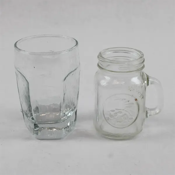 Lot of 2 Libbey Chivalry Tumbler & Golden Harvest Mason Jar Drinking Glasses