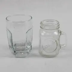Lot of 2 Libbey Chivalry Tumbler & Golden Harvest Mason Jar Drinking Glasses