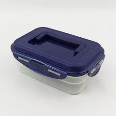 Lock & Lock Blue/Clear Plastic Rectangle Storage Container With Handle 8.5" Long