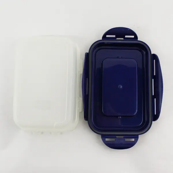 Lock & Lock Blue/Clear Plastic Rectangle Storage Container With Handle 8.5" Long