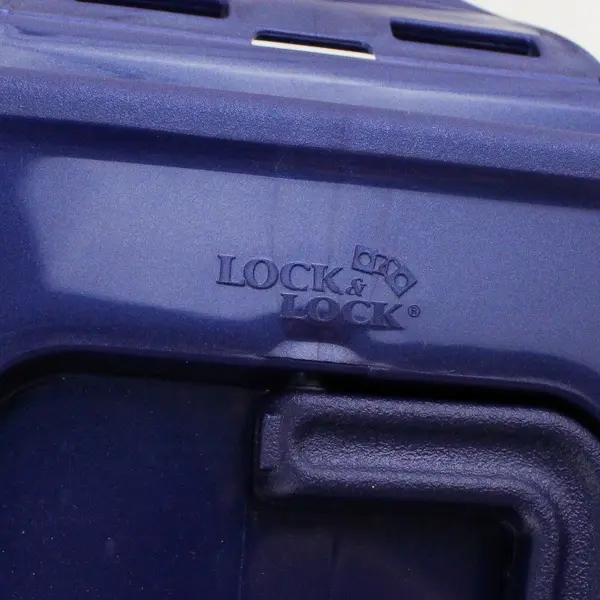 Lock & Lock Blue/Clear Plastic Rectangle Storage Container With Handle 8.5" Long