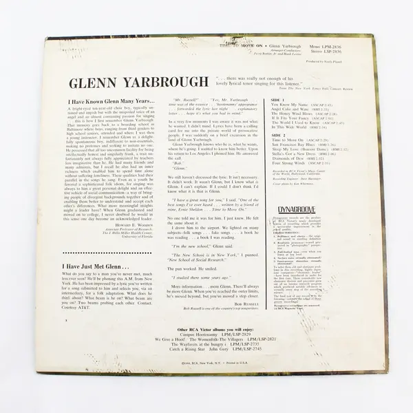 Glenn Yarbrough Time to Move On 12" Vinyl Record