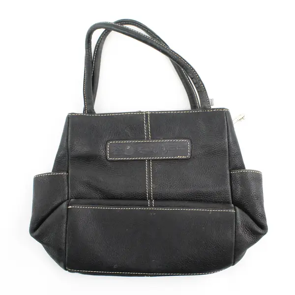 Fossil Small Black Genuine Leather Satchel Purse Flawed