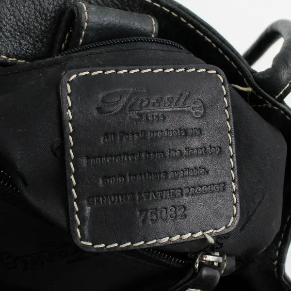 Fossil Small Black Genuine Leather Satchel Purse Flawed