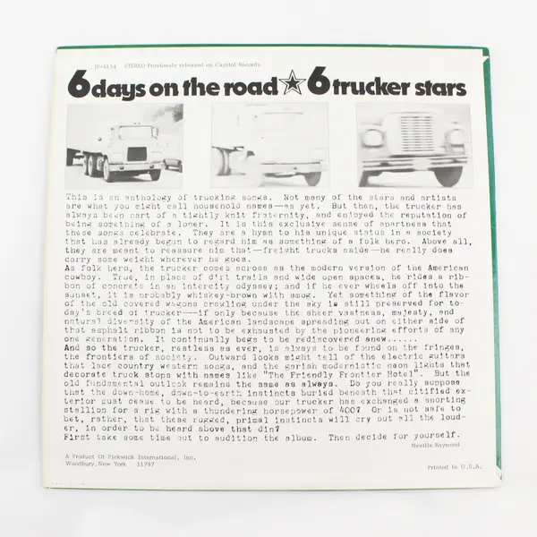 6 Days On The Road Trucker Stars  12" Vinyl Records