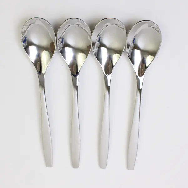 Lot of 4 Nambe Flatware Aidan Pattern 18/10 SS Oval Soup Spoons 8" New