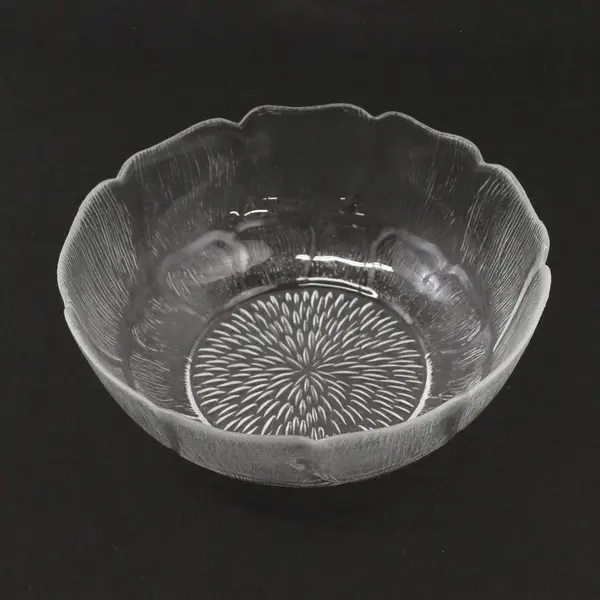 Arcoroc France Fleur Pattern Clear Glass Round Bowl/Punch Stand 7.25" Diameter