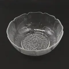 Arcoroc France Fleur Pattern Clear Glass Round Bowl/Punch Stand 7.25" Diameter
