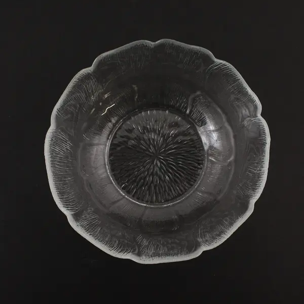Arcoroc France Fleur Pattern Clear Glass Round Bowl/Punch Stand 7.25" Diameter