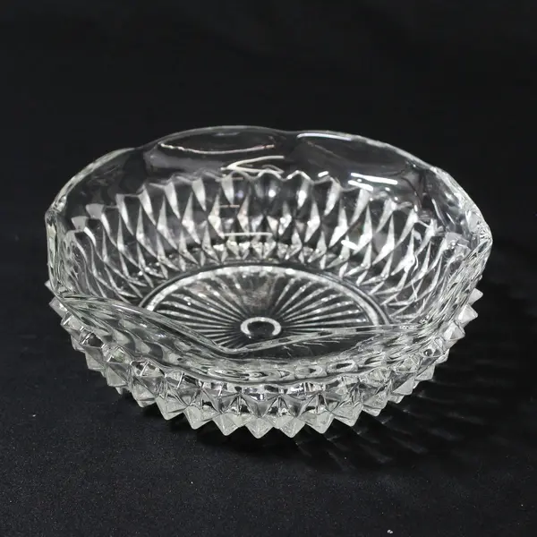 Indiana Glass Clear Diamond Point Mayonnaise Bowl Underplate 