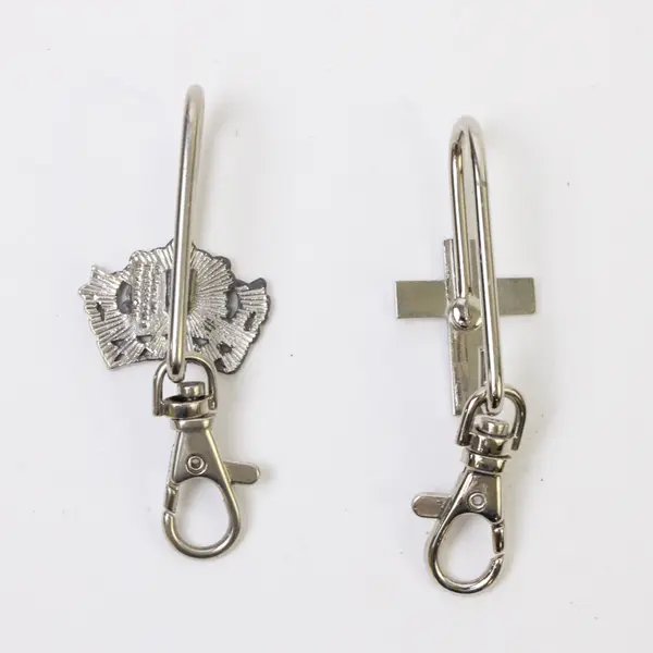 Lot of 2 Silver-Tone Key Purse Charms Crown Acrylic Stones 2.5in