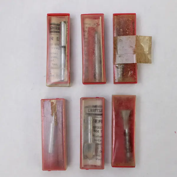 Lot of 6 Router Bits Dovetail V-Groove Straight 1/2" 3/8" 1/4" 1/8"