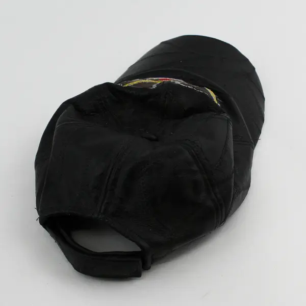 Vintage God Bless America Strap Back Adult Cap One Size Black Leather 