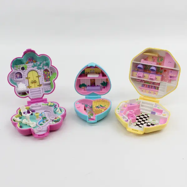 3 Polly Pocket Compacts No Figures Hair Salon Secret Garden Pandas Parade