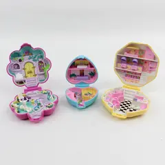 3 Polly Pocket Compacts No Figures Hair Salon Secret Garden Pandas Parade