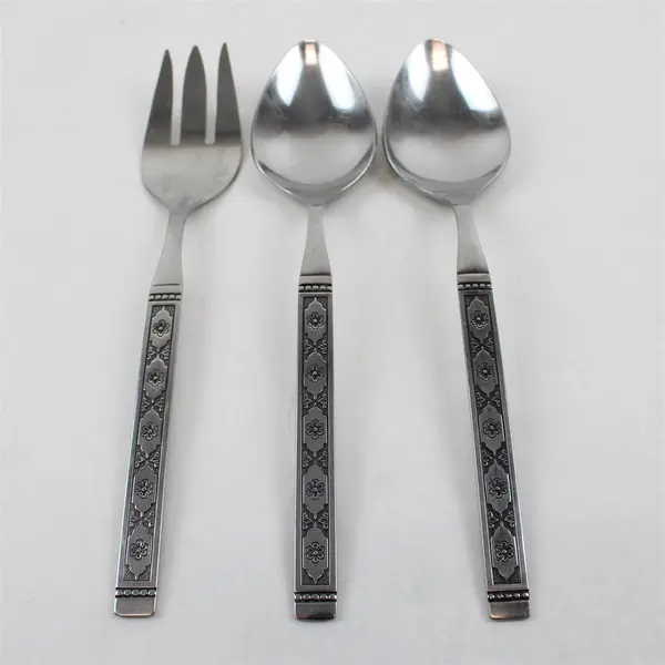 Lot of 3 Oneida Lisbon Stainless Flatware 2 Spoons & Cold Meat Fork