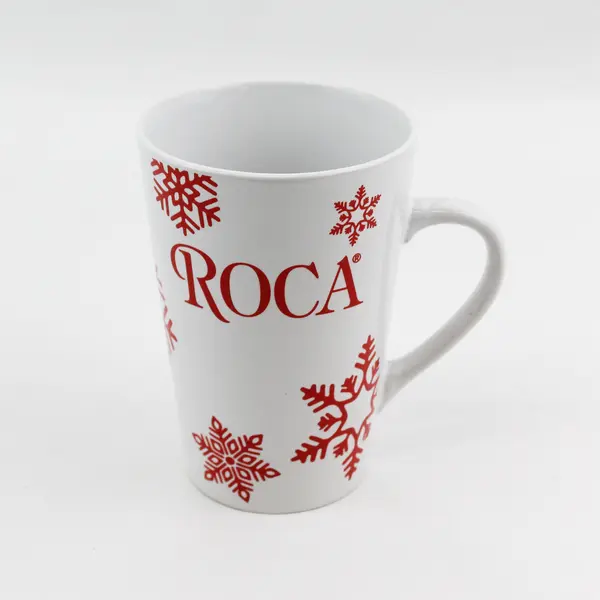 Roca White and Red Snowflake Ceramic Coffee Mug
