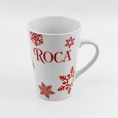 Roca White and Red Snowflake Ceramic Coffee Mug