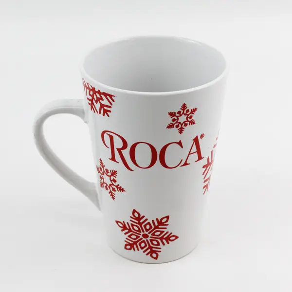 Roca White and Red Snowflake Ceramic Coffee Mug