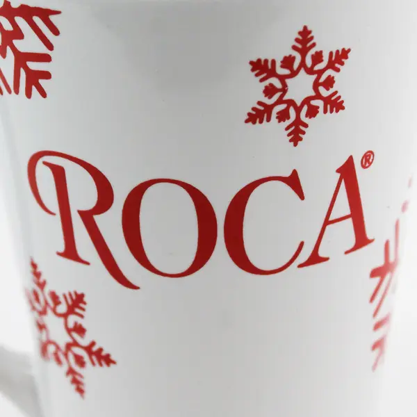 Roca White and Red Snowflake Ceramic Coffee Mug