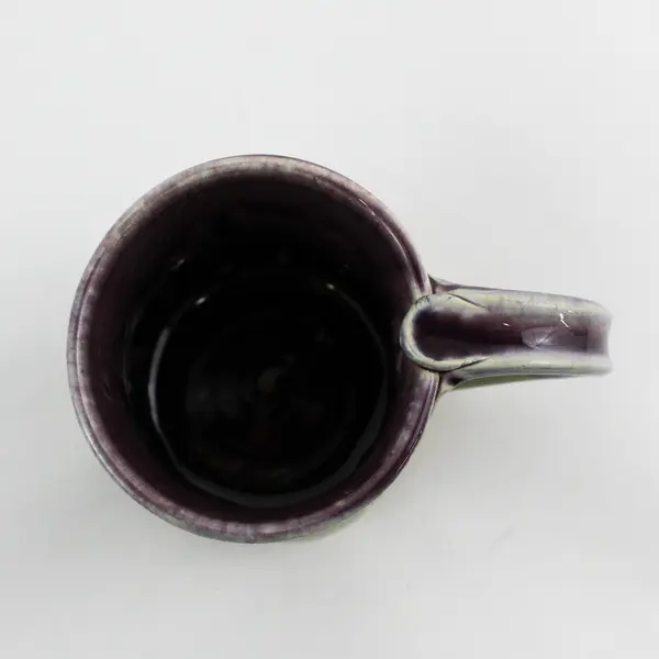Handmade Purple Blue & Green Cat-Stamped Ceramic Coffee Mug