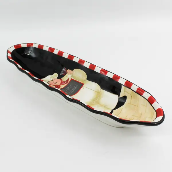 Certified International Stephanie Stouffer Bon Appetit Ceramic Bread Tray 16.5"