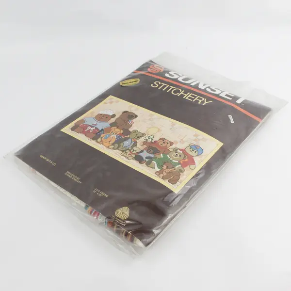 Vintage 1983 Sunset Designs Bear With Us Wool Stitchery Kit 