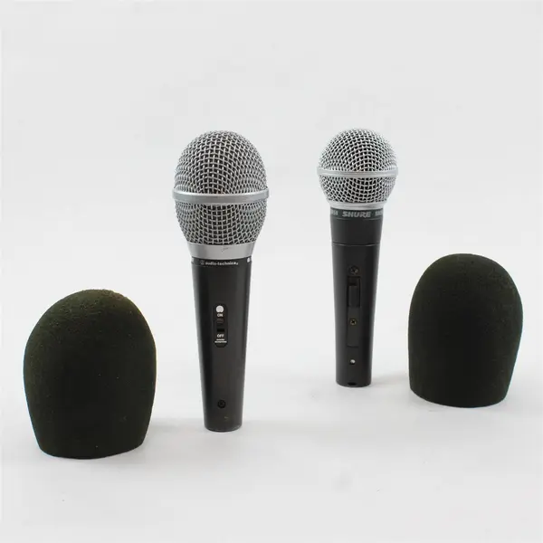 Lot of 2 Audio-Technica ATR30, Shure Cardioid Microphones Black Foam Windscreens