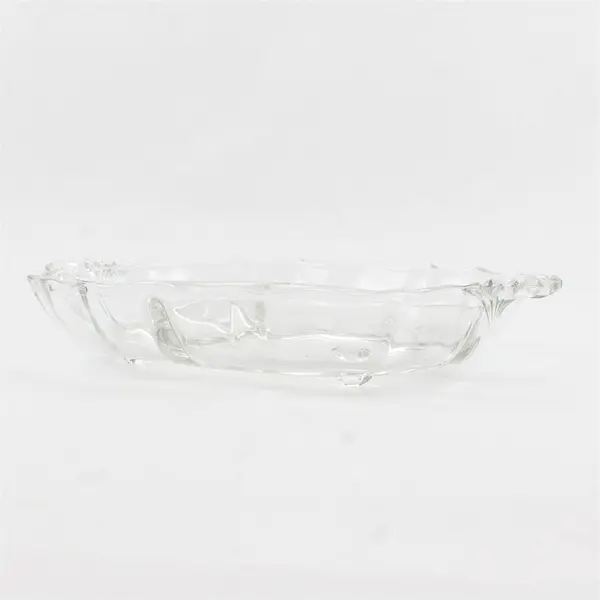Fostoria Clear Glass Oval 3 Section Divided Relish Dish With Handle 12.5" Long