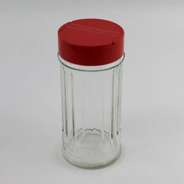 Vintage Nutrasweet Sweetener Glass Canister Shaker Red Lid