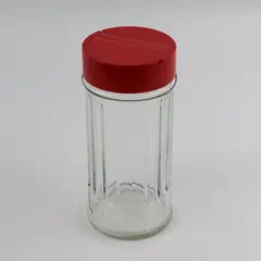 Vintage Nutrasweet Sweetener Glass Canister Shaker Red Lid