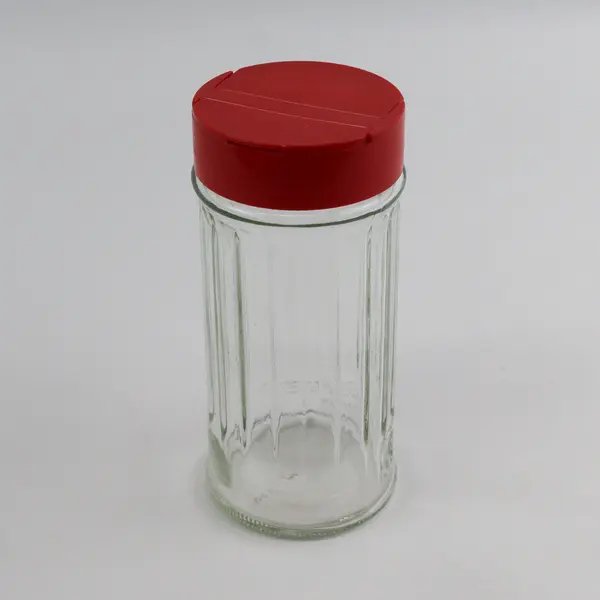 Vintage Nutrasweet Sweetener Glass Canister Shaker Red Lid