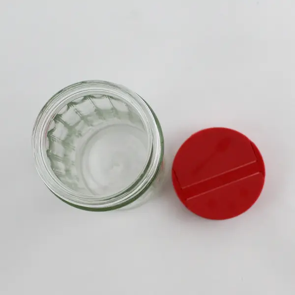 Vintage Nutrasweet Sweetener Glass Canister Shaker Red Lid