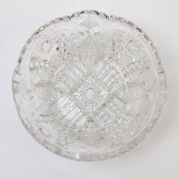 Smith Glass Daisy & Button Clear Pattern Small Round Cut Glass Bowl 5"