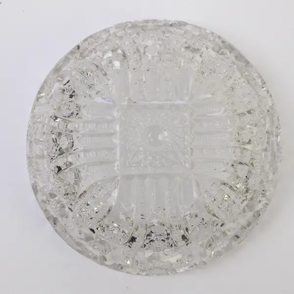 Smith Glass Daisy & Button Clear Pattern Small Round Cut Glass Bowl 5"