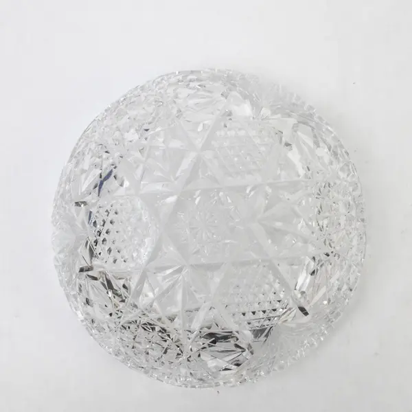 American Brilliant Period Star Pattern Round Cut Clear Glass Bowl 8" Diameter