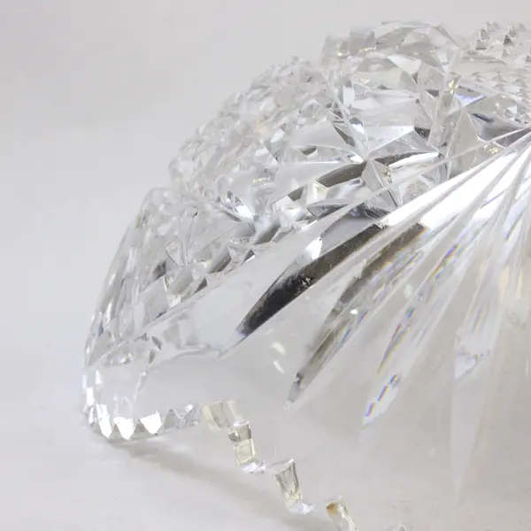 American Brilliant Period Star Pattern Round Cut Clear Glass Bowl 8" Diameter