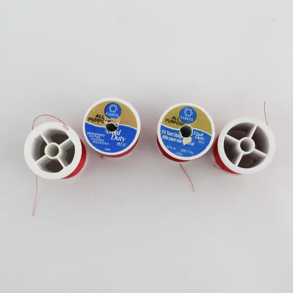 Lot of 4 Spools Coats & Clark Red Sewing Thread (3 Used, 1 New) 